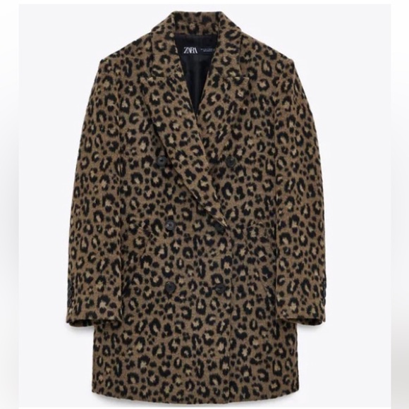 Animal print zara coat, size xs (fits small and medium) - Picture 1 of 3